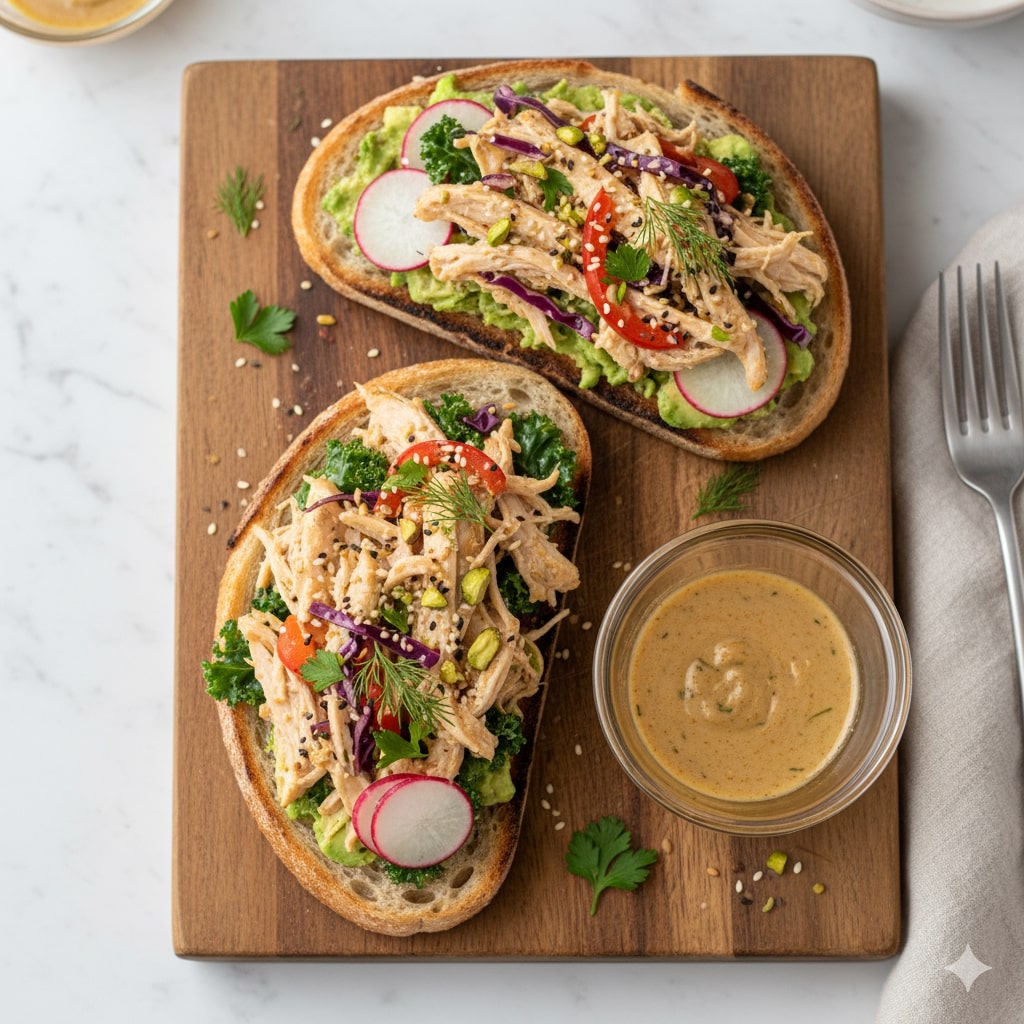 ساندویچ مرغ ریش ریش وعده